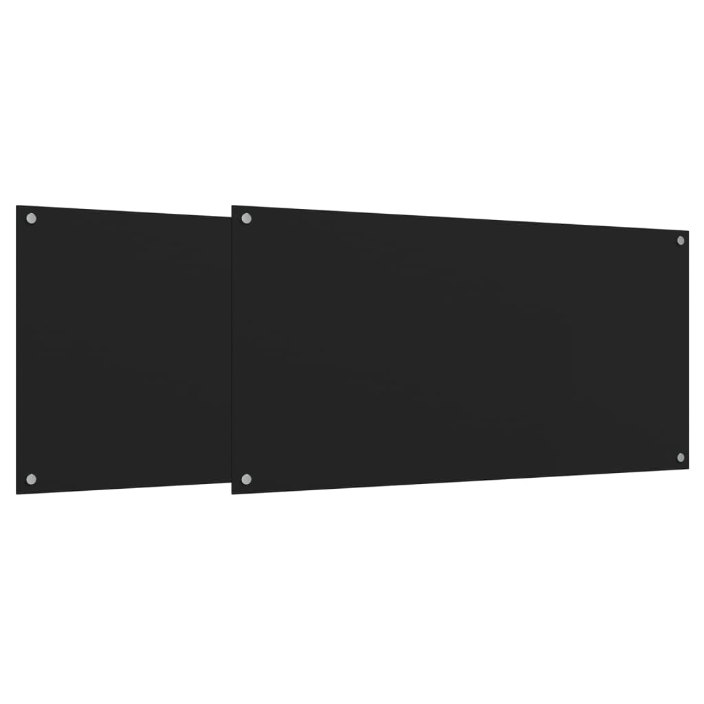 Vidaxl spatschermen keuken 2 st 80x50 cm gehard glas zwart