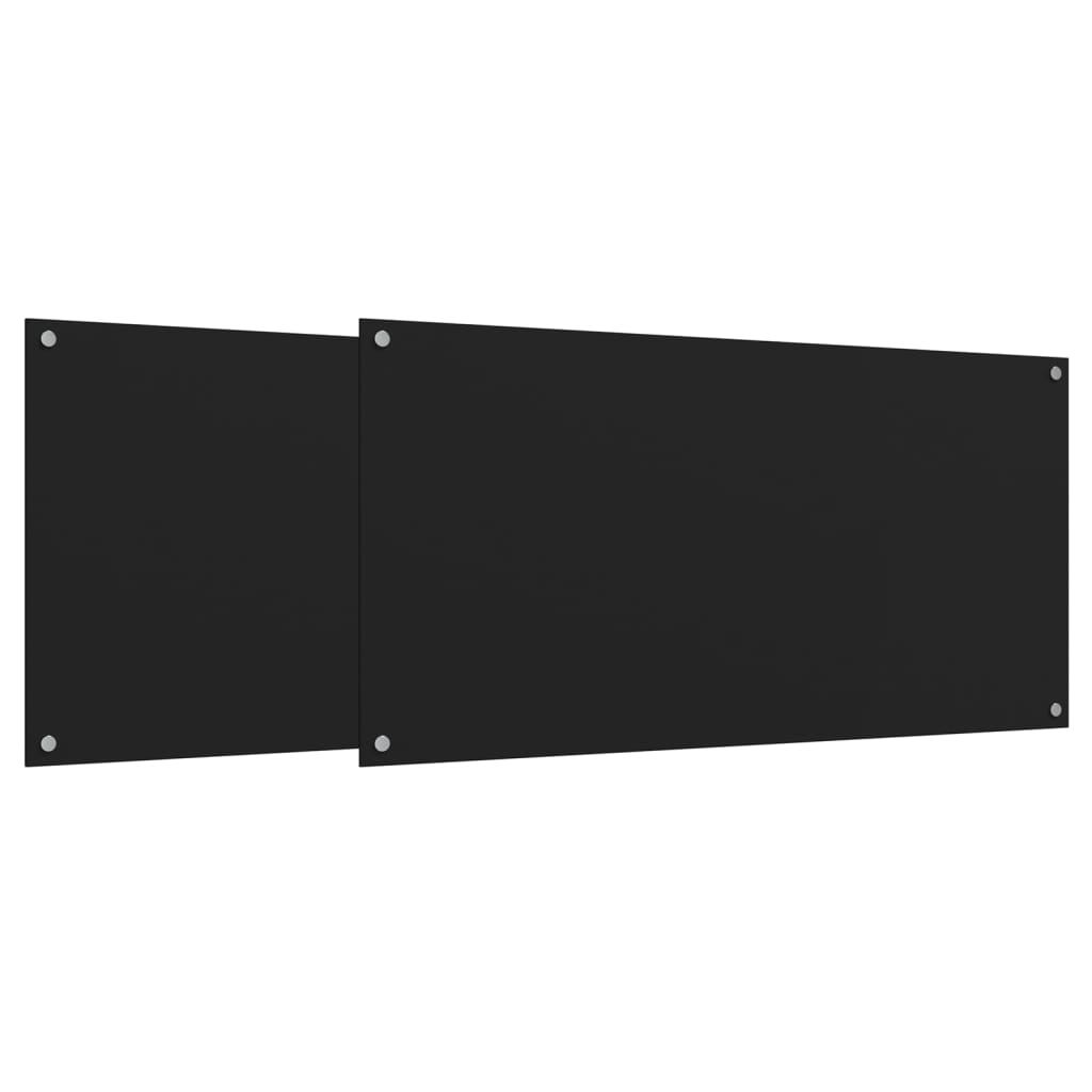 Vidaxl spatschermen keuken 2 st 80x60 cm gehard glas zwart