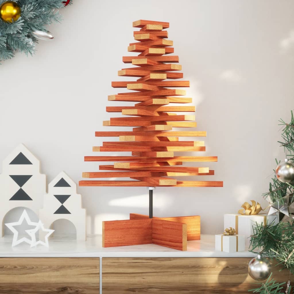 Vidaxl kerstdecoratie kerstboom 80 cm massief grenenhout wasbruin