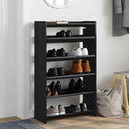 Vidaxl schoenenrek 60x25x100 cm bewerkt hout zwart