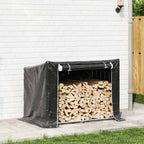 Vidaxl haardhoutrek met regenhoes 150,5x100,5x110,5 cm staal