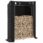 Vidaxl haardhoutrek met regenhoes 150x40x200 cm gegalvaniseerd staal