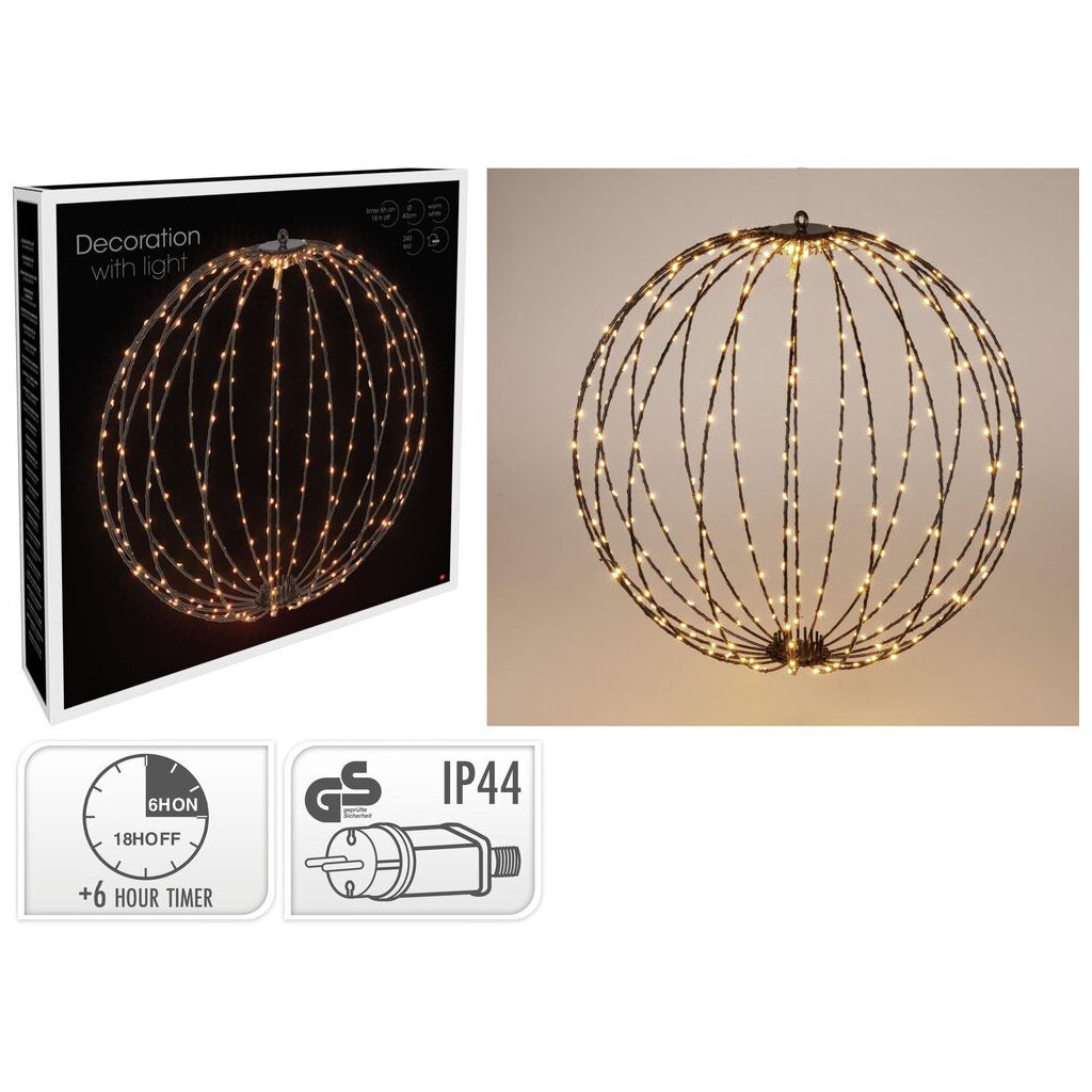 S.I.A. - S.I.A. Decoratie led bal 40 cm 240 led's warm wit zwart