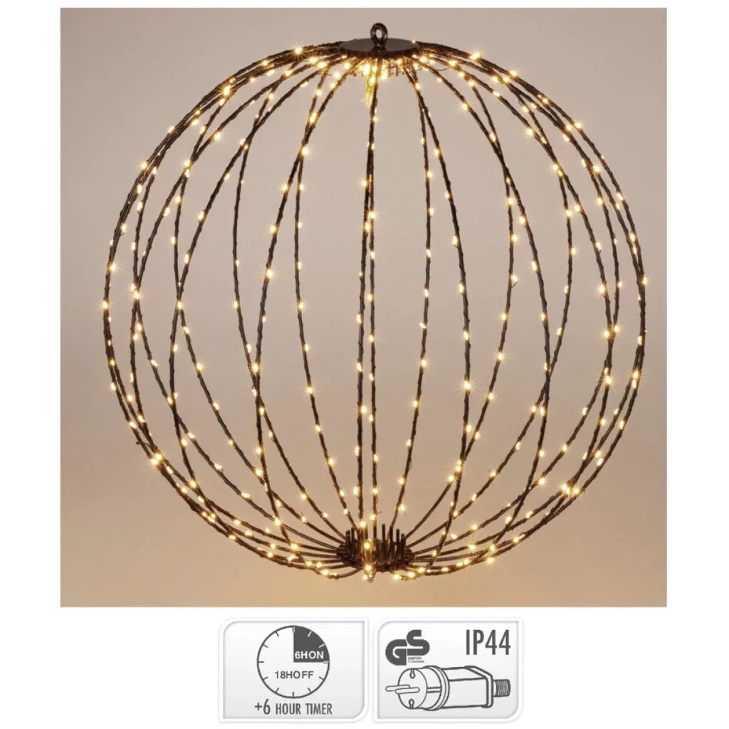 Overige Merken - Overige Merken Led bol 320 led's 50 cm warm wit zwart
