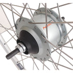 Achterwiel 28 nexus 8 rollerbrake naaf met met zilveren velg en rvs spaken