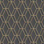 Dutch wallcoverings behang hexagonal zwart en goudkleurig