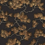 Dutch wallcoverings behang pine tree zwart en goudkleurig
