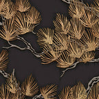 Dutch wallcoverings behang pine tree zwart en goudkleurig