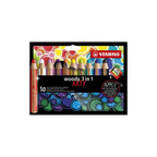 Abi stlo woody 3 in 1 - multitalent kleurpotlood - arty - set 10 st. + puntenslijper