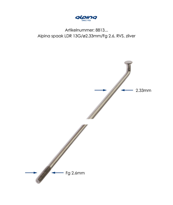 Rayons Alpina en acier inoxydable 13-294 sans écrou