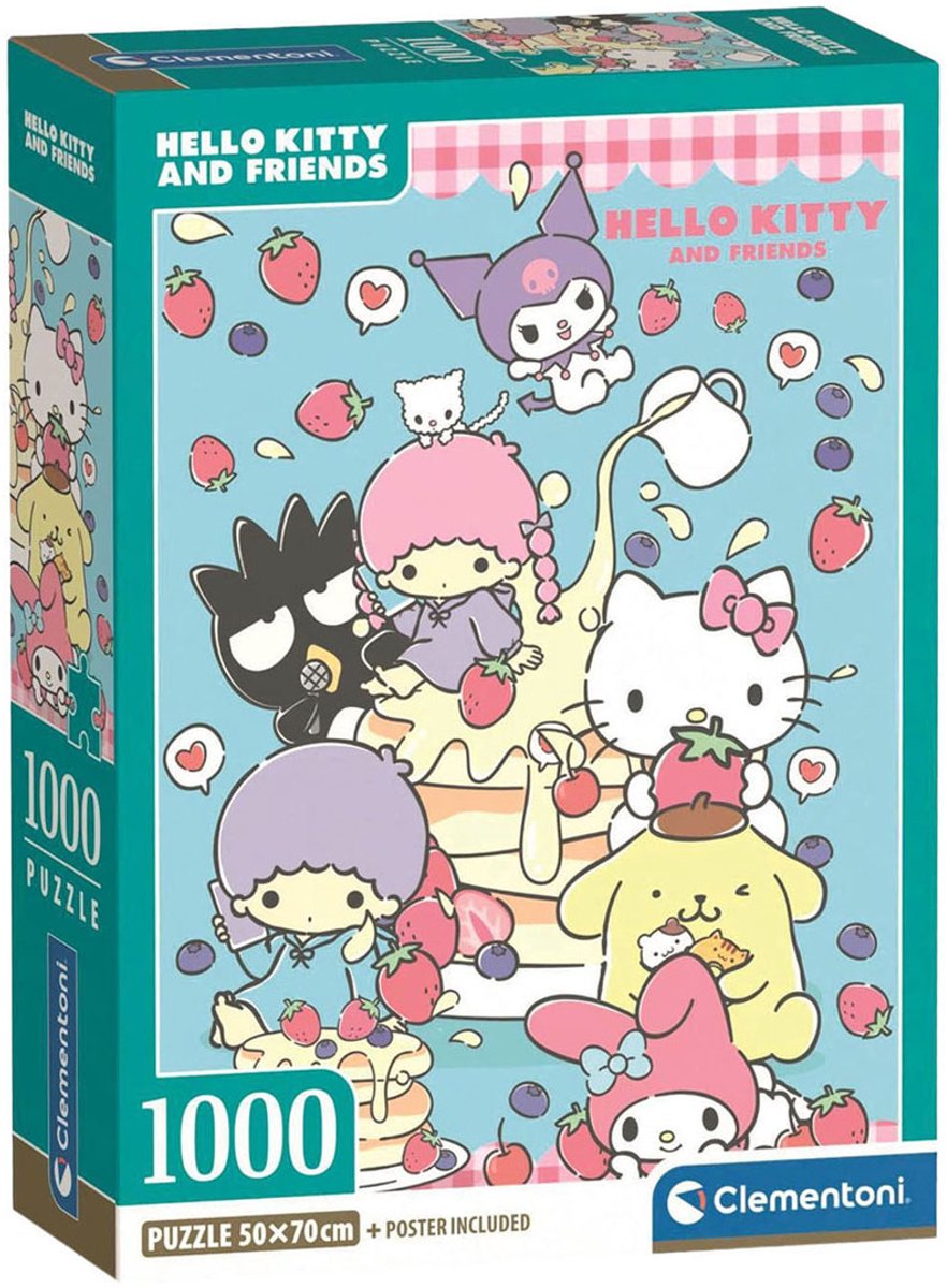Clementoni legpuzzel hello kitty - puzzel 1000 stukjes - compact box puzzle - puzzels en legpuzzels voor volwassenen