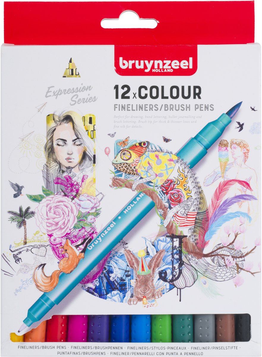 Bruynzeel - brushpen set 12 kleuren