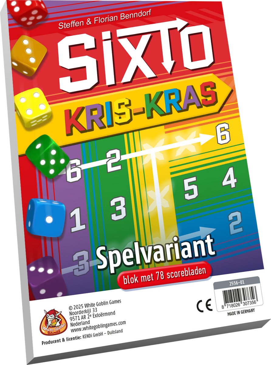 White Goblin Games - White Goblin Games - sixto: kriskras - dobbelspel - 1 tot 6 spelers - gezelschapsspel - nieuwe mogelijkheden tot scoren - uitbreiding
