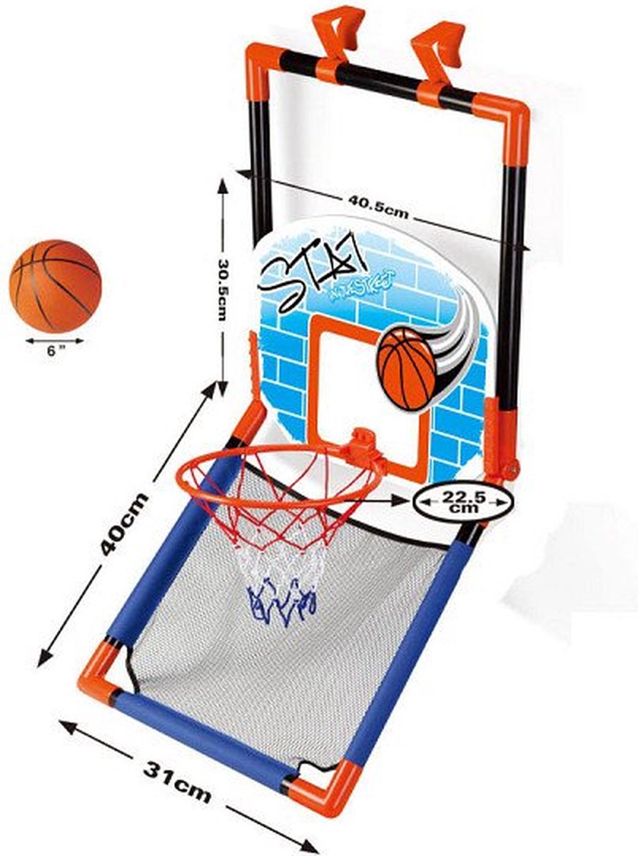 Lobbes Speelgoed- Lobbes SpeelgoedBasketbalbord deurhanger & staand 40 cm