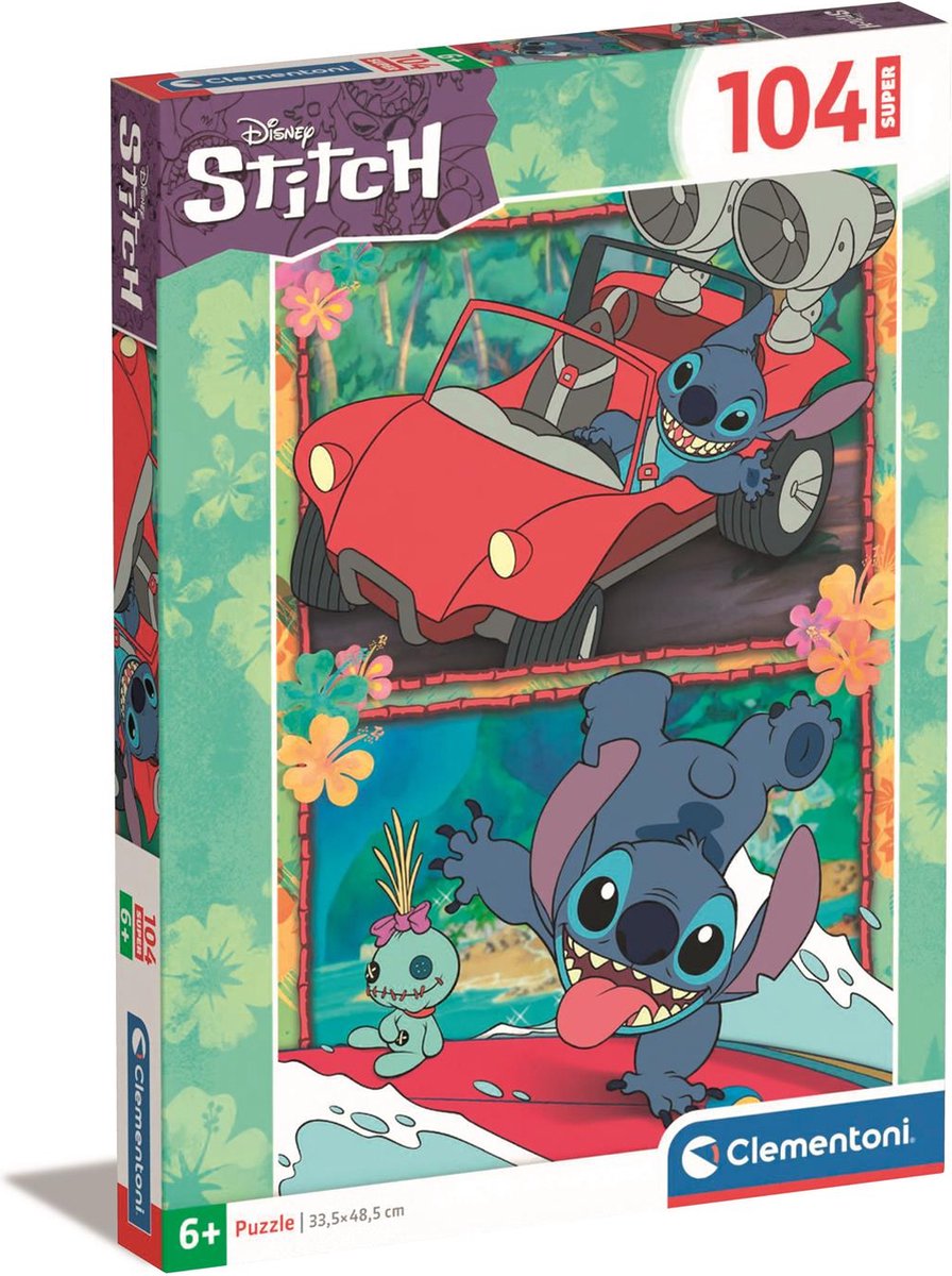 Clementoni - puzzel - 104 stukjes - stitch disney avontuur - vanaf 6 jaar