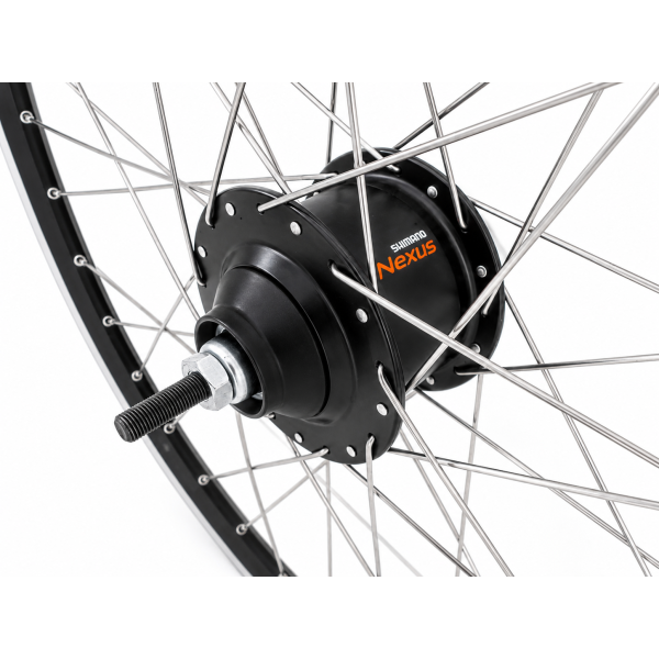 Shimano - Achterwiel 28" aluminium zac 2000 velg zwart/zilver - sg-c6001-8r nexus 8 naaf en rvs spaken