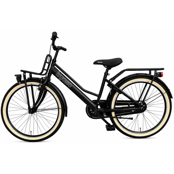 Kyoso - Kyoso Kinderfiets blossom classic 24 inch met remnaaf - mat zwart / roze