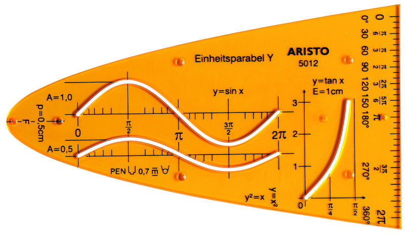 Aristo - Aristo eenheidsparabool y - afmetingen 200x75mm - met inktnoppen - oranje transparant - ar-5012