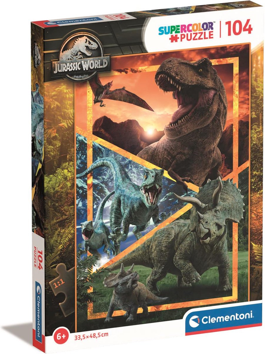 Clementoni - legpuzzel super color jurassic world 104 stuks