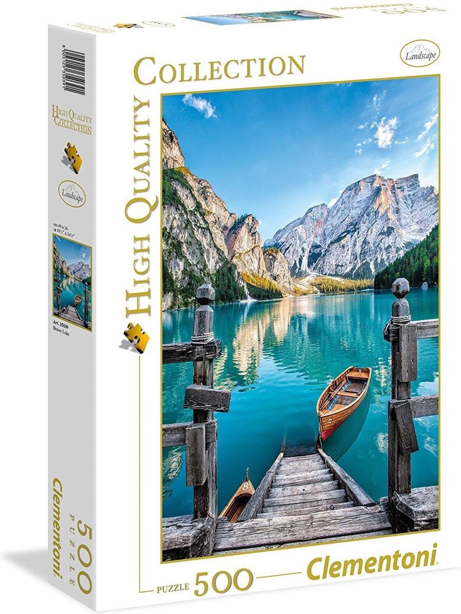 Clementoni - puzzel - 500 stukjes - braies lake - puzzel voor volwassenen - high quality collection
