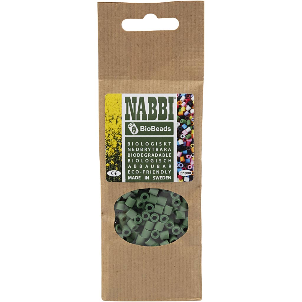 Creativ company nabbi biobeads 5x5mm donkergroen - 1000st.