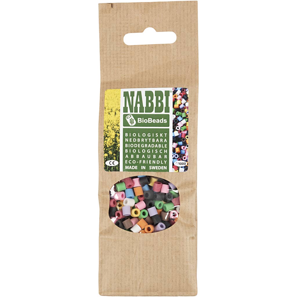Creativ company http: www.cchobby.nl biobeads-van-nabbi-afm-5x5-mm-gatgrootte-2-5-mm-medium-diverse-kleuren-1000-stuk-1-doos