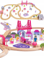 BIGJIGS - BIGJIGS Houten treinset stad - roze