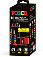 Posca uni paintmarker | assorti | metalen koker van 13 stuks
