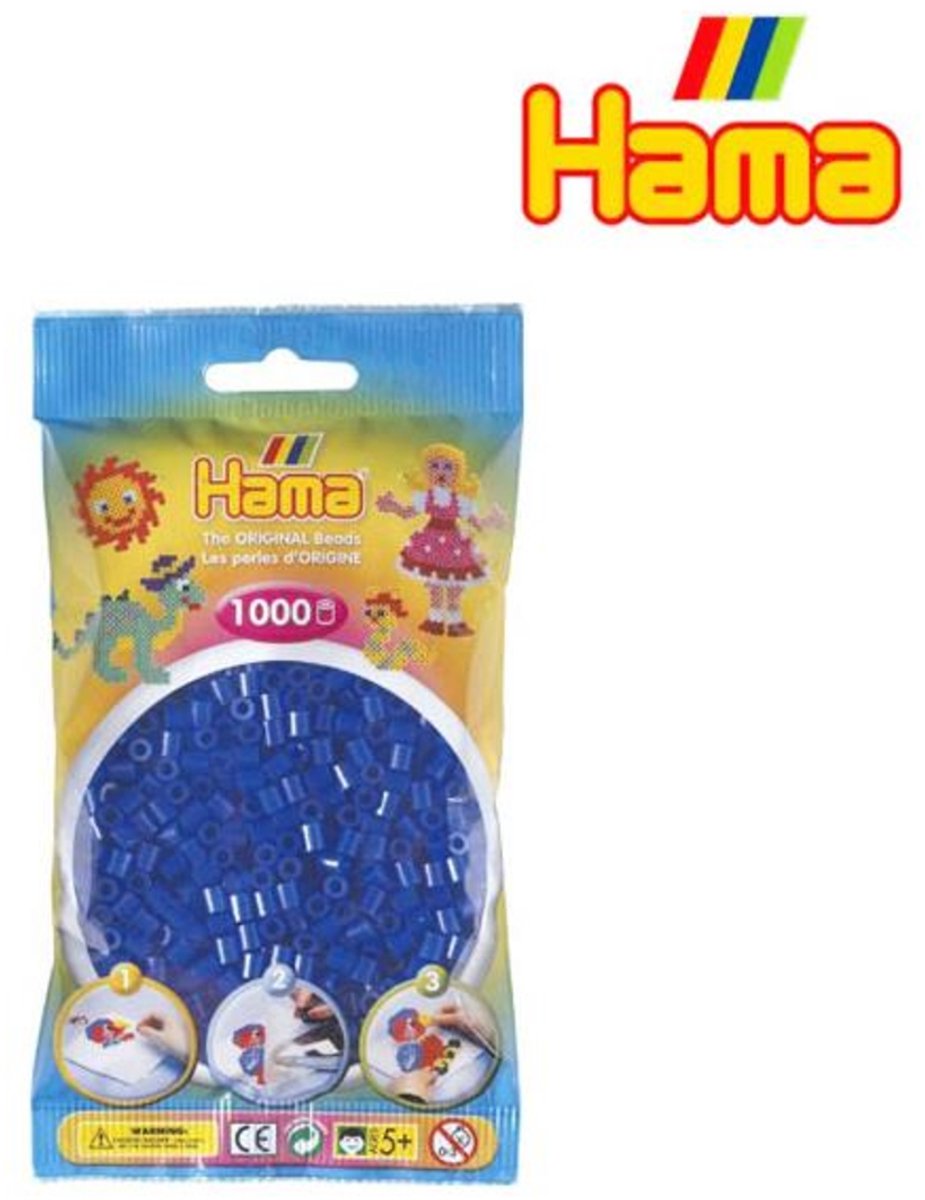 Hama strijkkralen 1000 stuks blauw neon