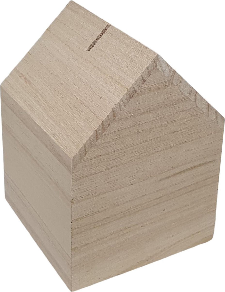Creativ company spaarpot huis paulownia hout