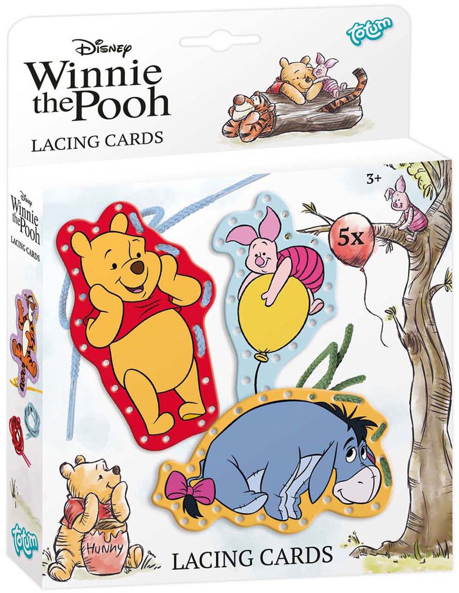 Creative Craft Group - Creative Craft Group Totum winnie de poeh rijgkaarten incl. veters - 5st.