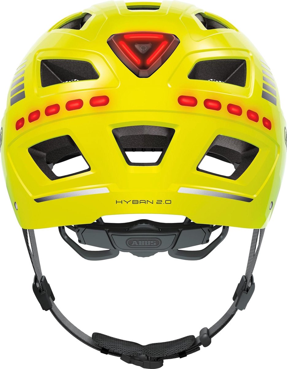 Abus helm Hyban 2.0 LED signal Geel M 52-58cm