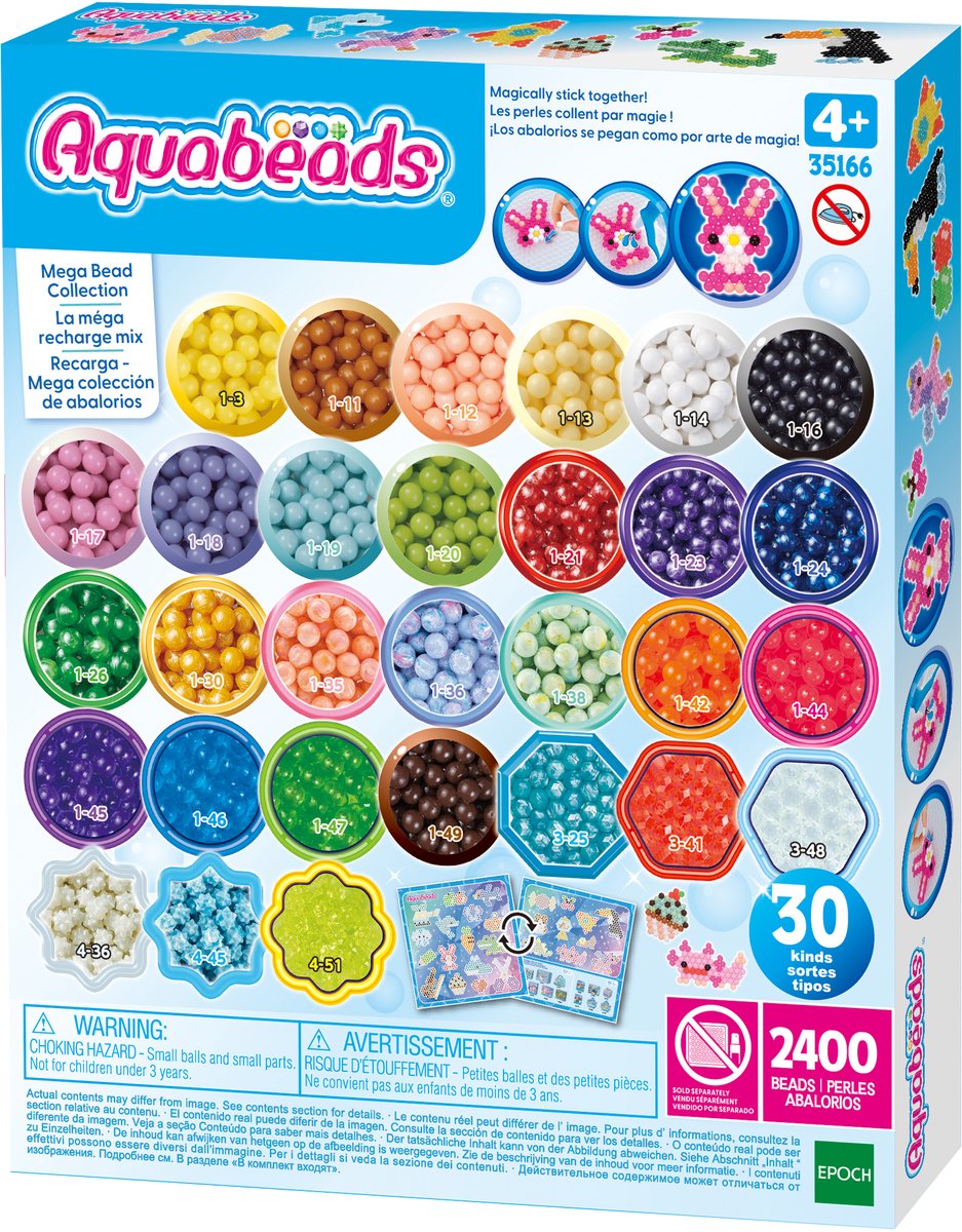 EPOCH - EPOCH Aquabeads navulling mega bead set- 2400 parels inclusief de nieuwe neon parels