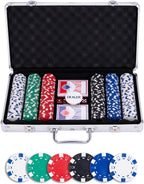 Longfield - Longfield Pokerset in zilveren koffer met 300 chips (115 g) – compleet met kaarten dealer buttons & dobbelstenen – engelhart