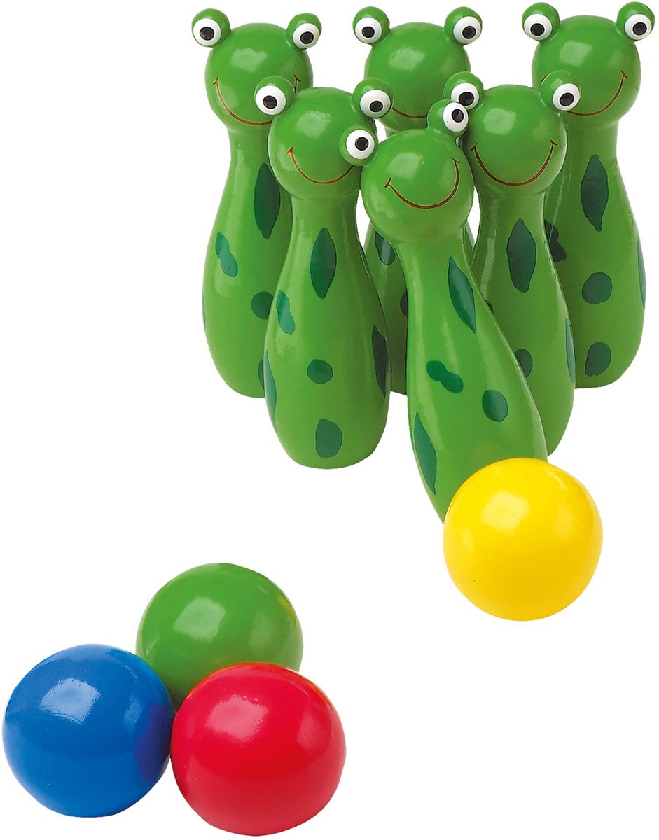 Small Foot - houten kikker kegelen werpspel 10dlg.