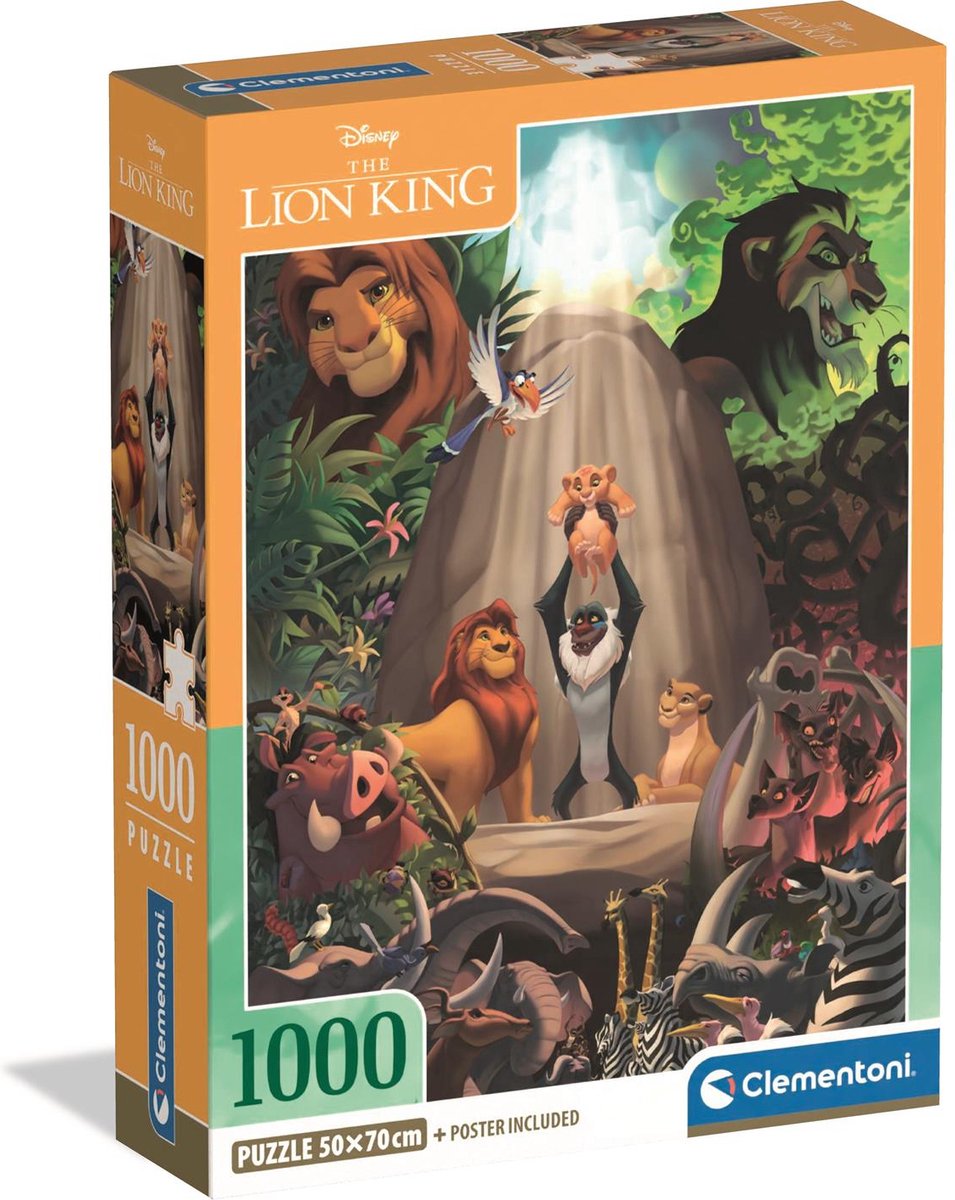 Clementoni puzzel - the lion king - 1000 stukjes - inclusief poster