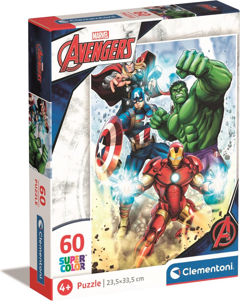 Clementoni - puzzel - 60 stukjes - marvel avengers - kinderpuzzel - vanaf 4 jaar
