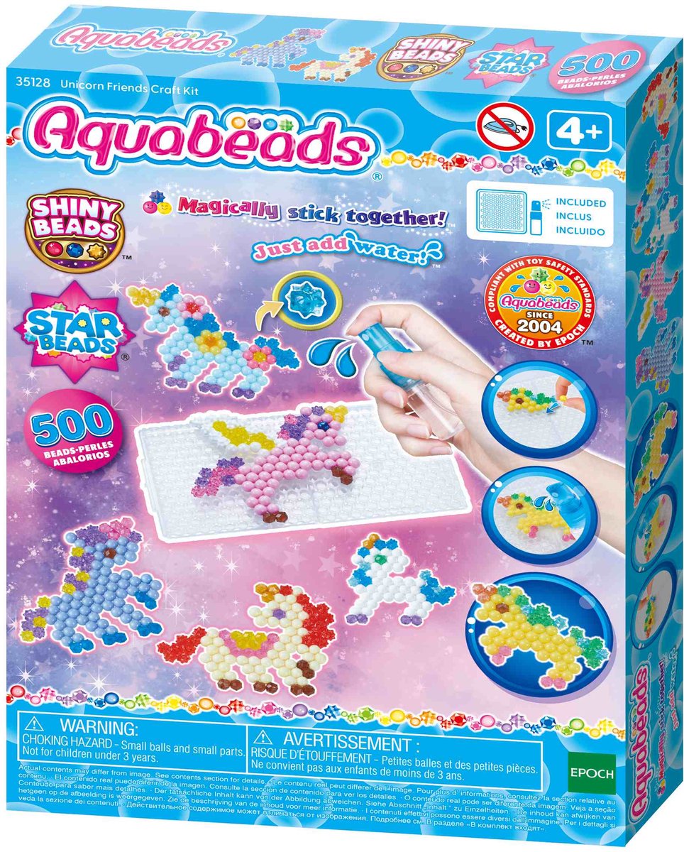 Aquabeads - Aquabeads unicorn friends craft kit- complete set met 500 parels in 27 kleuren