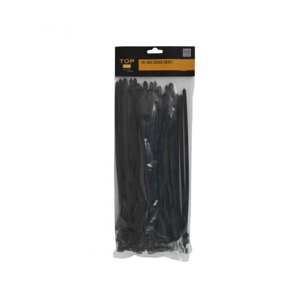 Topgear tieribs 300x8, 100 stuks zwart