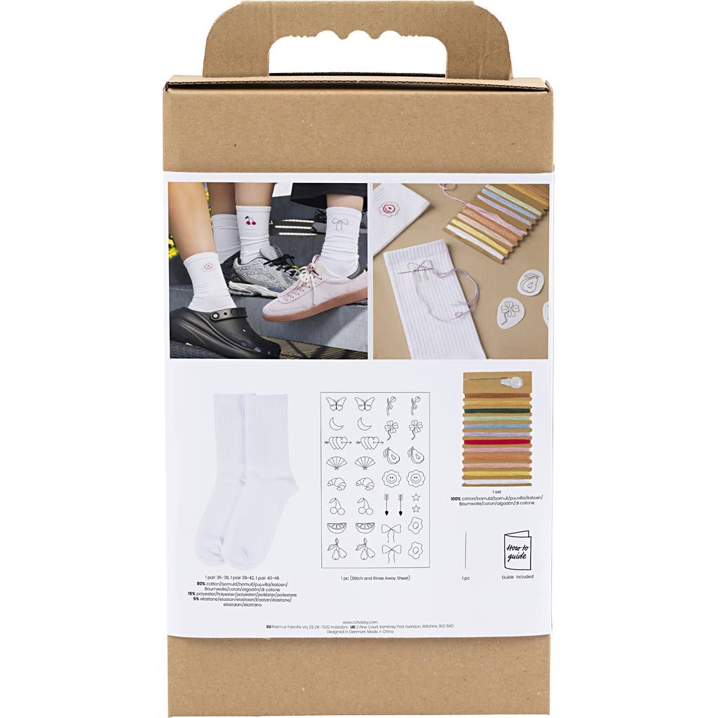 Creativ company hobbyset borduurwerk sokken wit