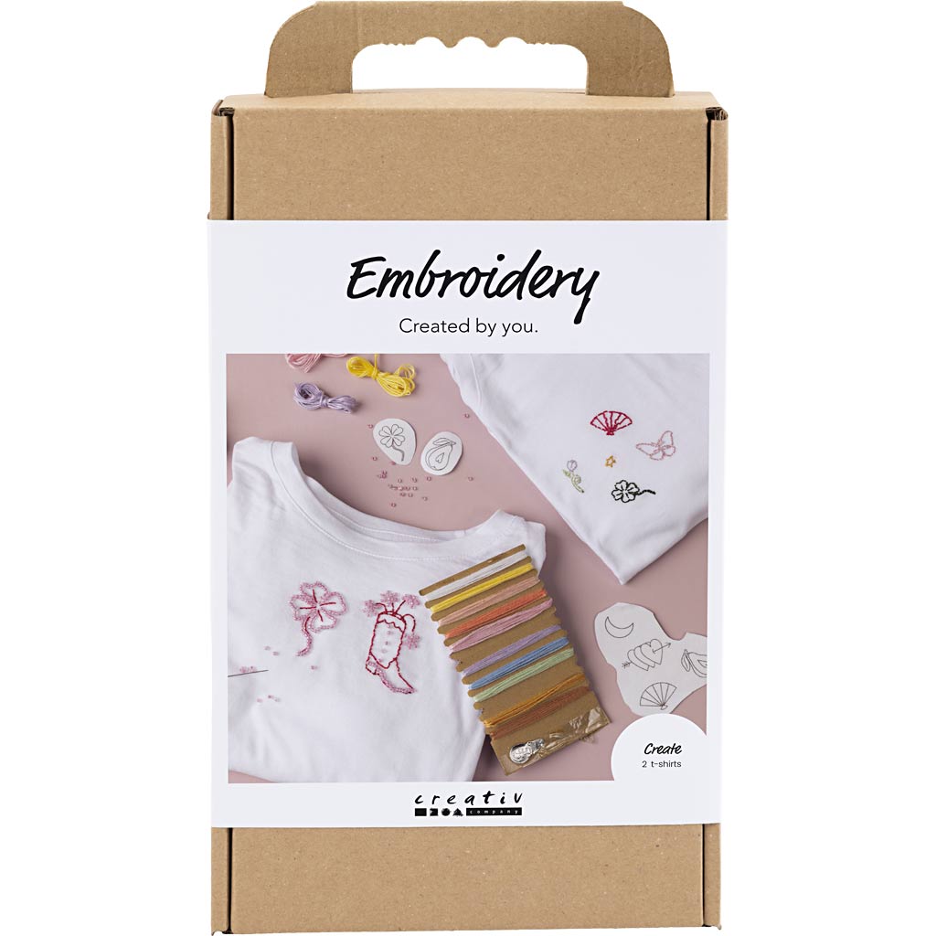 Creativ company hobbyset borduurwerk t-shirt wit