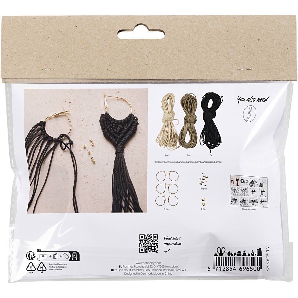 Creativ Company - Creativ Company Https://www.cchobby.nl/mini-hobbyset-macrame-oorbellen-zwart-olijfbruin-zandkleur-1-doos
