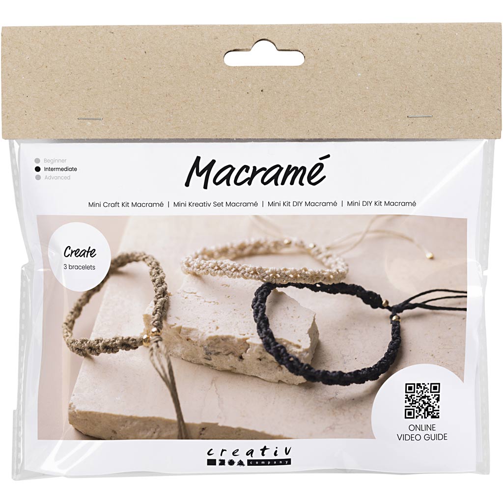 Creativ Company - Creativ Company Https://www.cchobby.nl/mini-hobbyset-macrame-armband-zwart-olijfbruin-zandkleur-1-doos