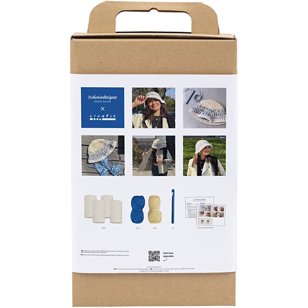 Creativ Company - Creativ Company Https://www.cchobby.nl/hobbyset-haken-grote-zonnehoed-blauw-licht-naturel-geel-1-doos