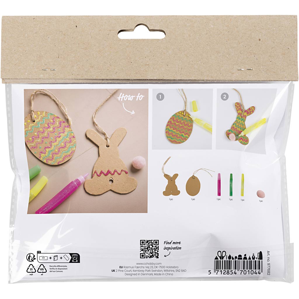 Creativ Company - Creativ Company Https://www.cchobby.nl/mini-hobbyset-decoratie-ei-en-konijn-bruin-groen-roze-geel-1-doos