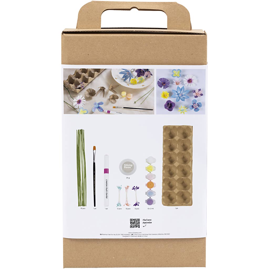 Creativ company hobbyset bloemen van eierdozen pastelkleuren