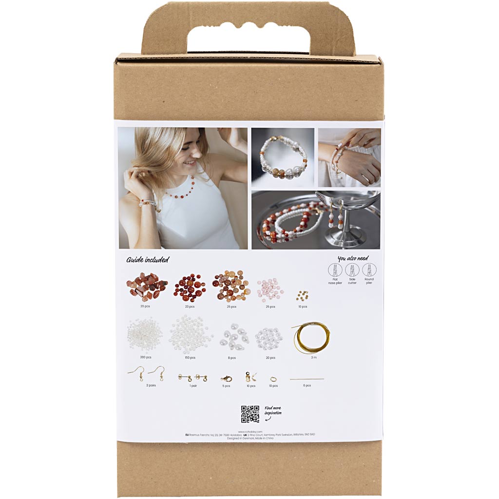 Creativ company hobbyset sieraden beige burnt orange wit parelmoer