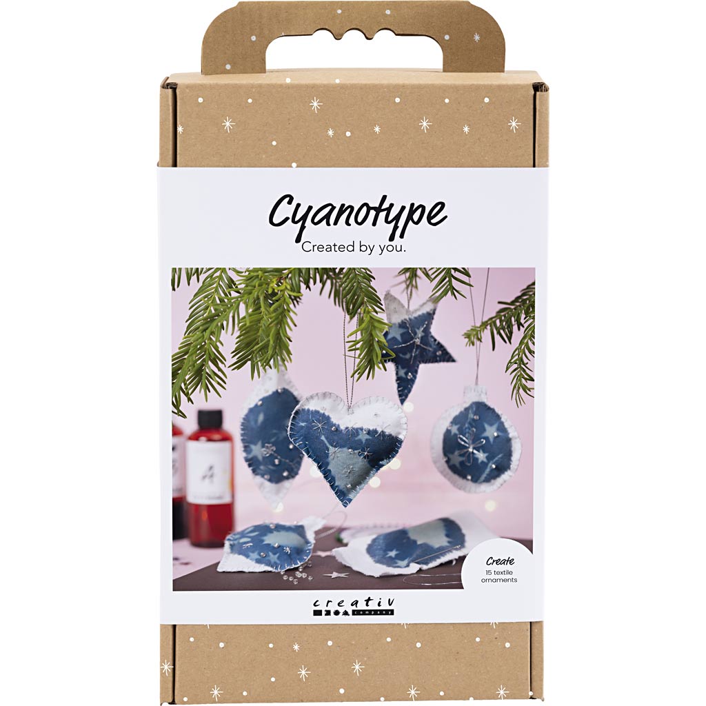 Creativ company hobbyset cyanotypie kerstdecoraties met cyanotypie blauw
