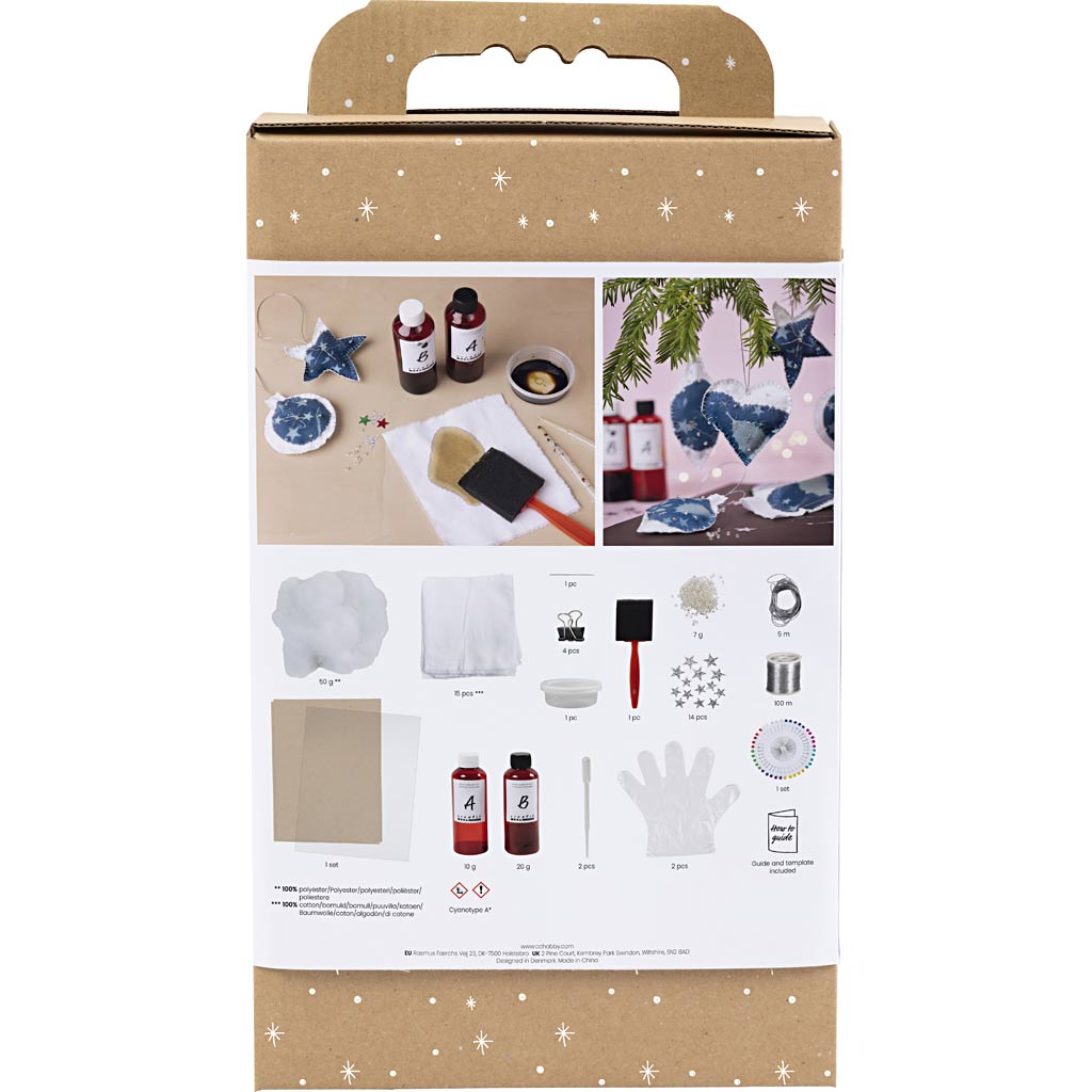 Creativ company hobbyset cyanotypie kerstdecoraties met cyanotypie blauw