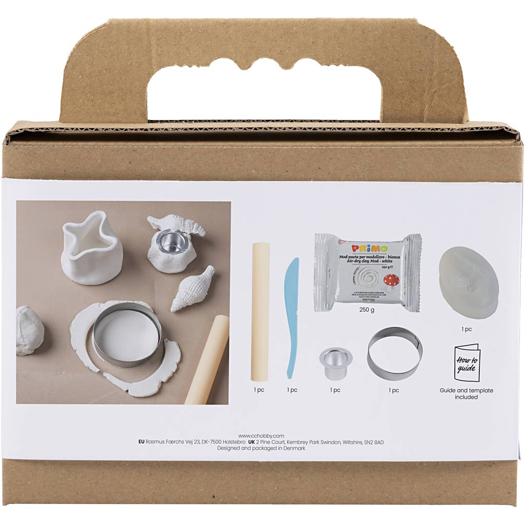 Creativ company mini hobbyset boetseren kandelaar met schelpen off white